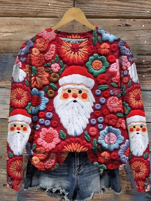 Warm Cozy Sweater with Big Santa