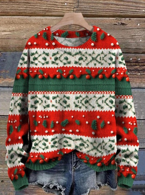 Warm Cozy Sweater with Christmas Foliage