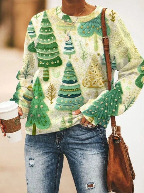 Warm Cozy Sweater with Big Christmas Trees