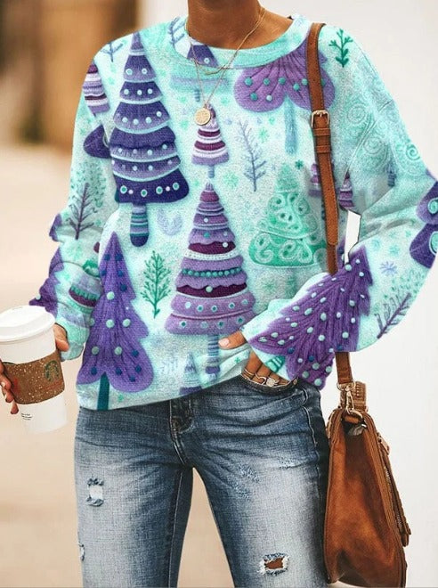 Warm Cozy Sweater with Big Christmas Trees