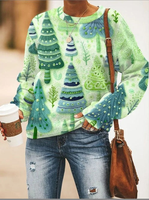 Warm Cozy Sweater with Big Christmas Trees