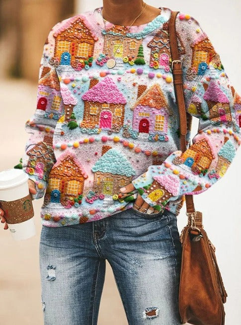 Warm Cozy Sweater with Gingerbread House